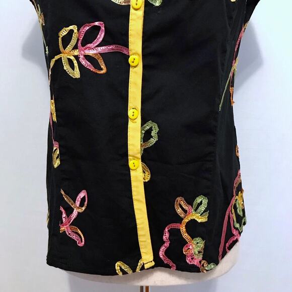 Zara Basic Cap Sleeves Button Down Blouse Women M - Picture 4 of 14